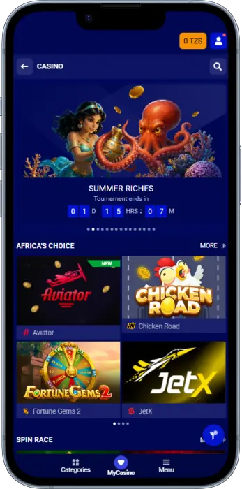 The PariPesa app allows players from Tanzania to play casino games