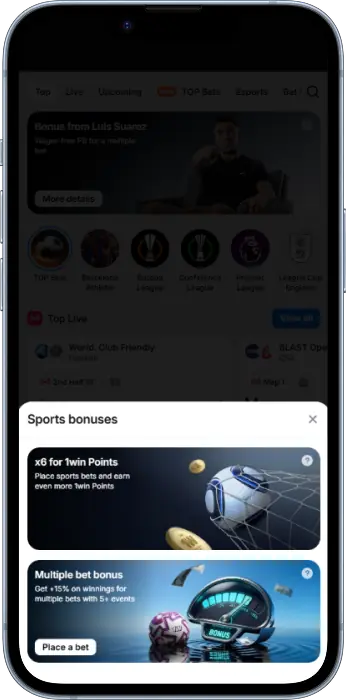 Sports bonuses and promotions are available in the 1win app