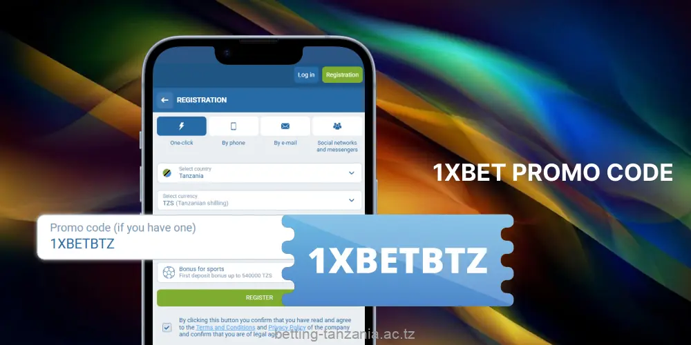 Players from Tanzania can enter a 1xBet promo code during registration to receive a bonus