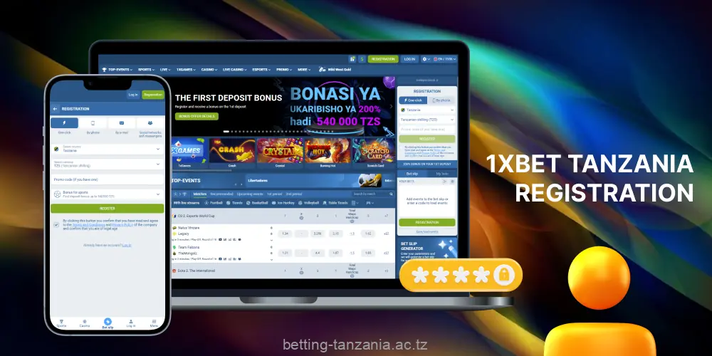 Instructions on how to register on 1xBet Tanzania
