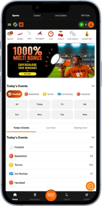 888bet Tanzania app home screen