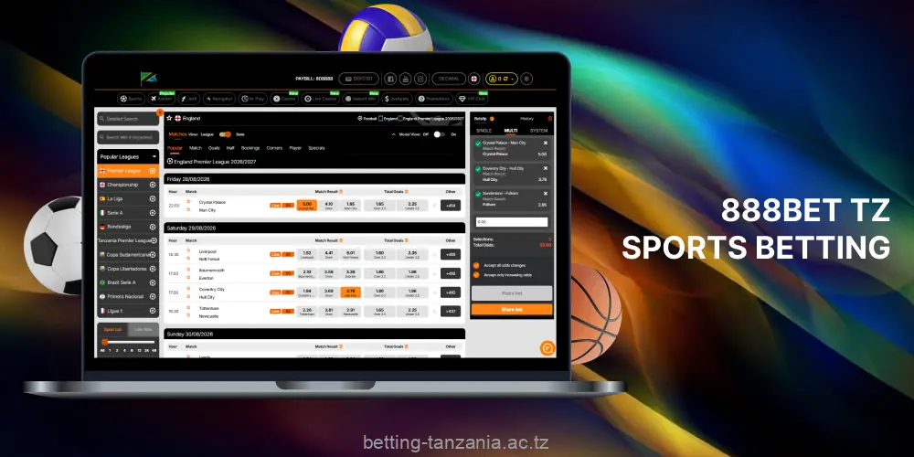Tanzanian players can explore a wide range of sports and betting markets through the 888bet website