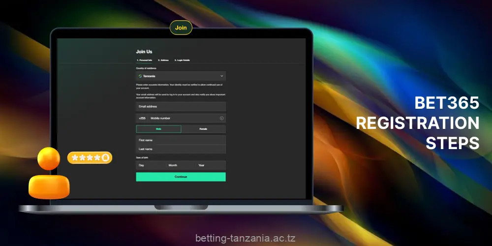 The registration process at Bet365 does not require Tanzanian players to complete any complicated steps