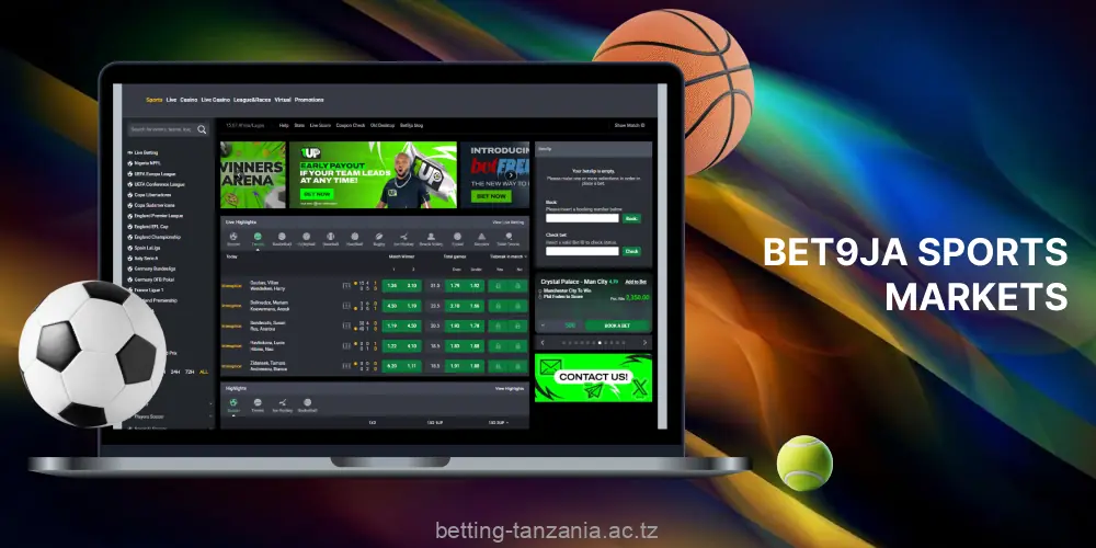 The Bet9ja betting site offers a wide variety of sports markets to choose from