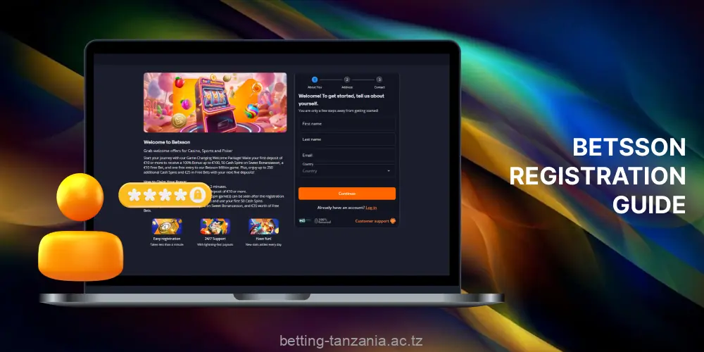 Instructions for players from Tanzania to register at Betsson
