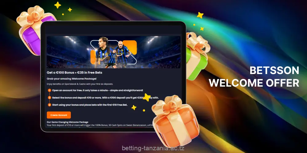 Betsson offers players from Tanzania a 100% welcome bonus