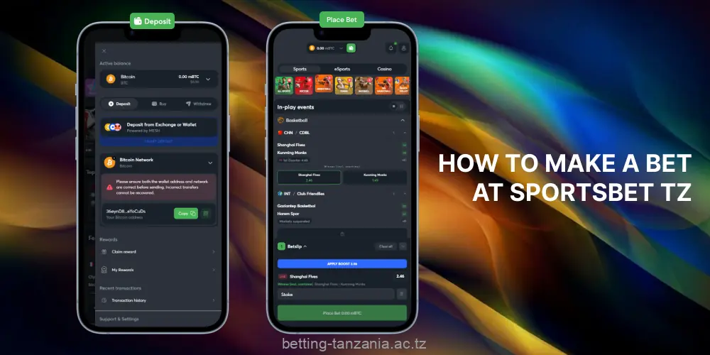 Before betting on Sportsbet.io, players from Tanzania are required to create an account and make a deposit