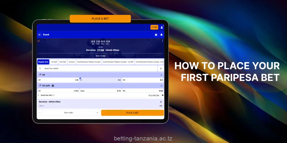 To place a bet at PariPesa, players from Tanzania need to first create an account and top up their balance