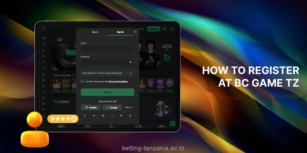 The BC Game registration process is simple and easy for players in Tanzania