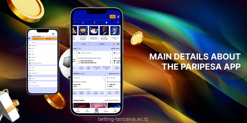 The PariPesa app offers Tanzanian players the same gambling and betting options as the site does