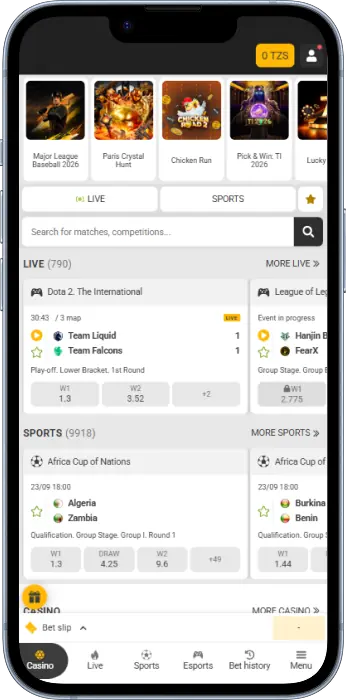 Melbet app home screen