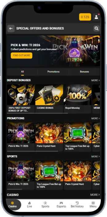 Bonus offers are available in the Melbet app