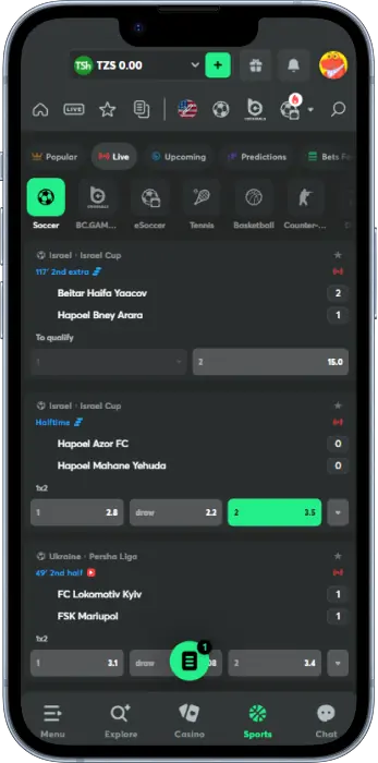 The BC Game app allows Tanzanian players to place live bets