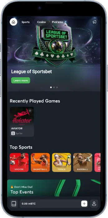 Sportsbet app home screen
