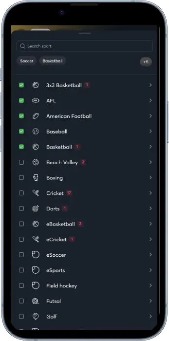 The Sportsbet Tanzania app features a convenient search function for sports betting events