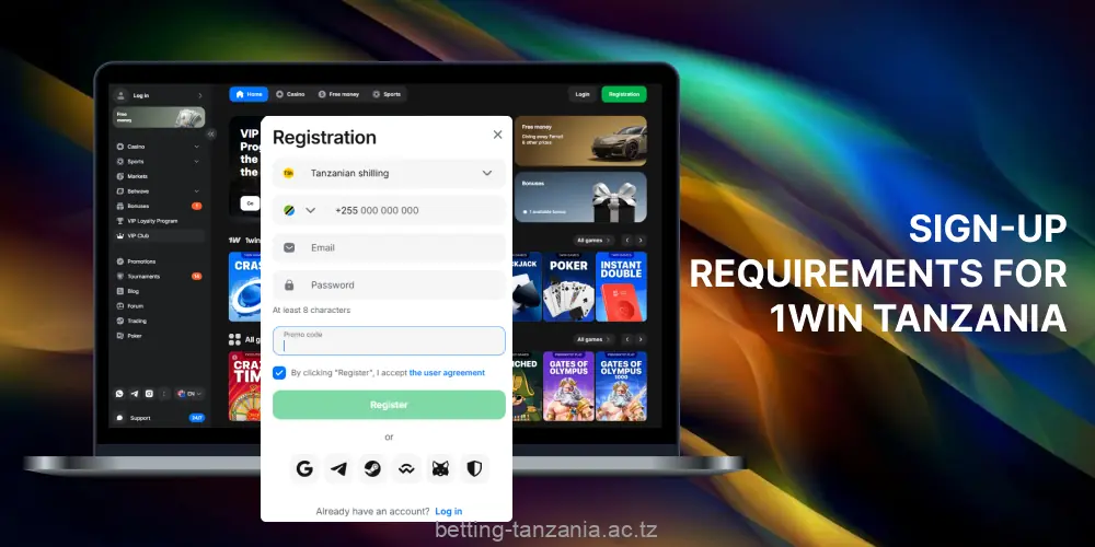 Registration with 1win in Tanzania is possible on the official website or via the app