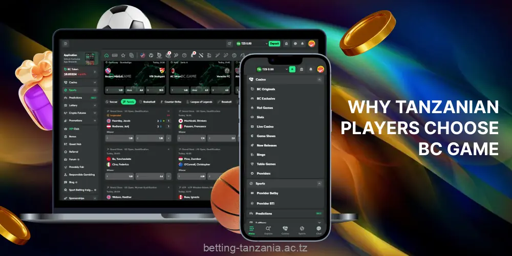 Popular gaming platform BC Game in Tanzania known for diverse features and player benefits