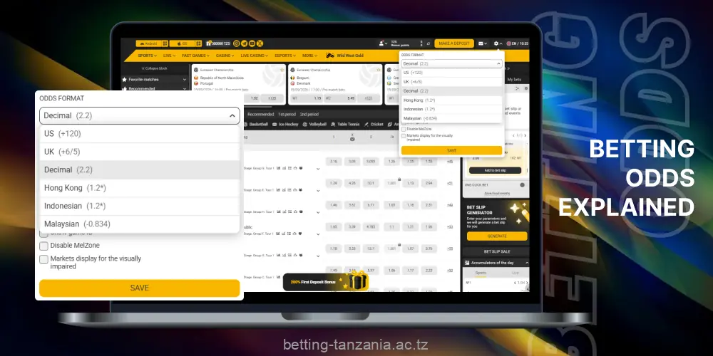 Betting odds information that will allow players from Tanzania to get higher payouts