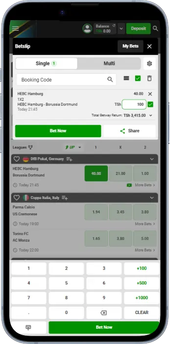 Betslip on the Betway app has a simple and easy to use betting interface