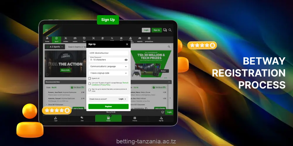 How to register at Betway for players from Tanzania