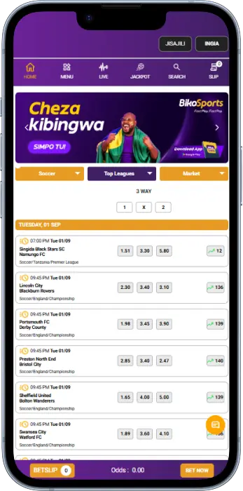 Home screen in the BikoSports App
