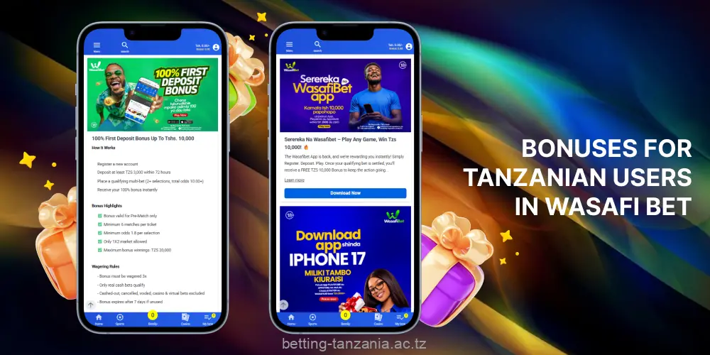 New players from Tanzania can take advantage of several Wasafi Bet promotions