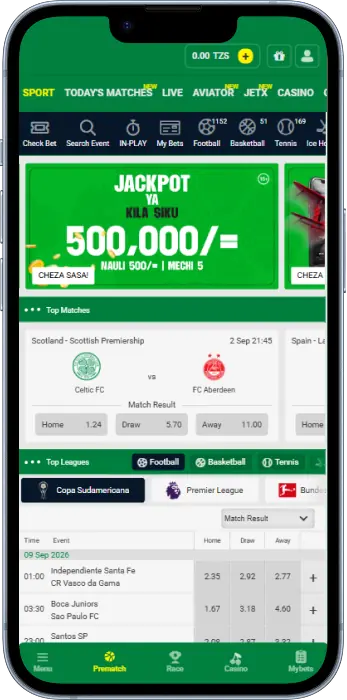 Home page in the GwalaBet app