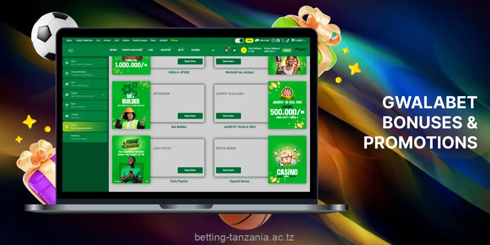 Gwala Bet offers bonuses and promotions for new and regular players in Tanzania
