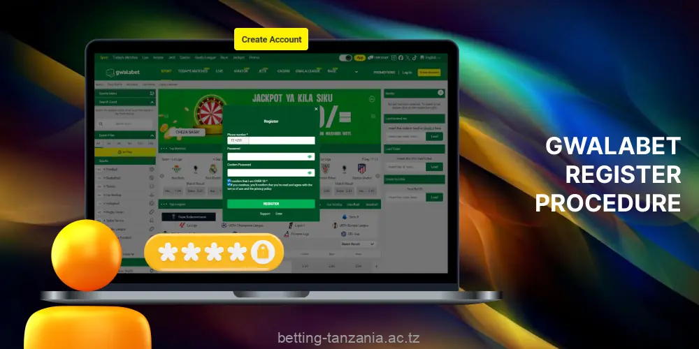 Registration in Gwala Bet Tanzania is done in a few clicks