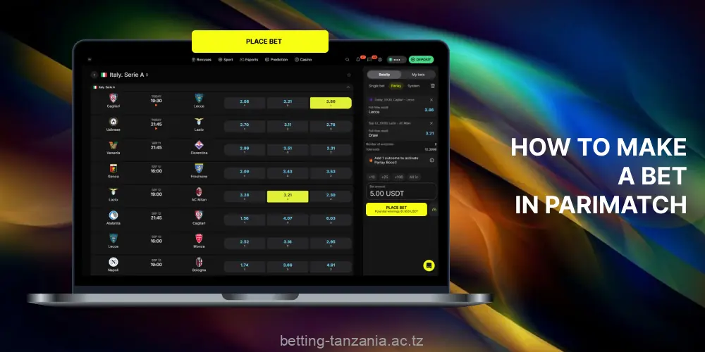 Parimatch Tanzania offers bettors a variety of sports betting options and markets