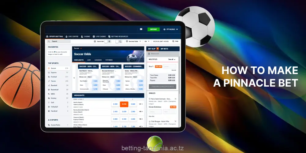 Instructions on how to bet on the Pinnacle Tanzania website