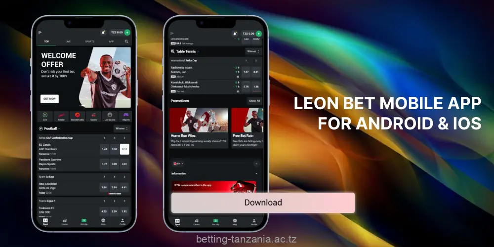 Leon Bet offers a free mobile app for Android and iOS devices, allowing Tanzanian players to place bets on the go