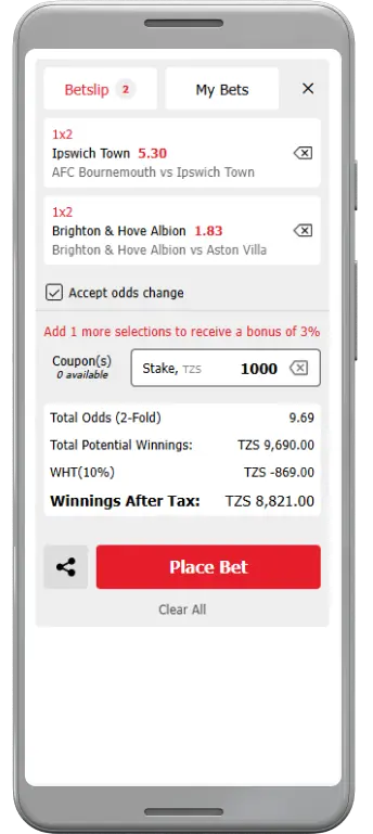 M-Bet App Tanzania allows you to bet on sporting events quickly and easily