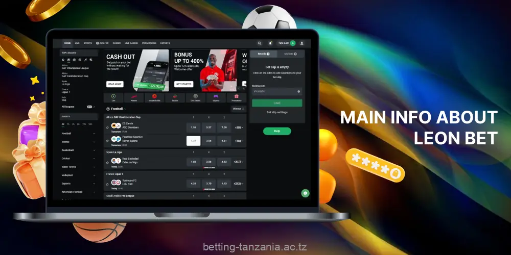 Sports betting and online casino Leon Bet offers its services to players from Tanzania
