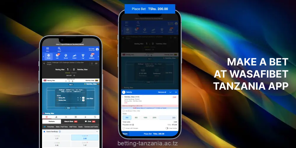 Step-by-step instructions on how to place a bet in WasafiBet Tanzania app
