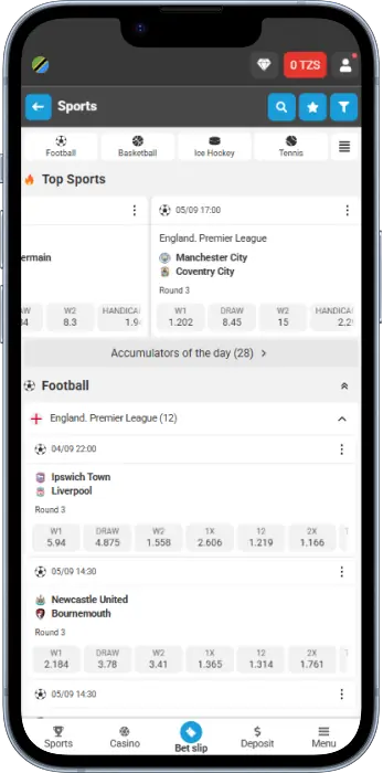 Football sports matches for betting on Megapari app