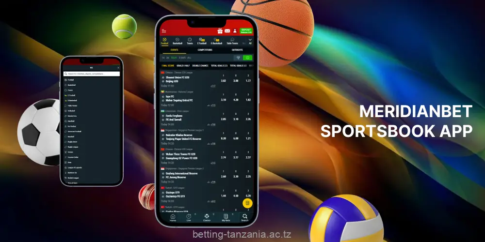 Betting options for Tanzanian users via Meridianbet apps
