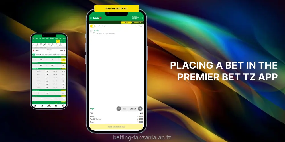 Sports bets can conveniently be placed in the Premier Bet Tanzania app