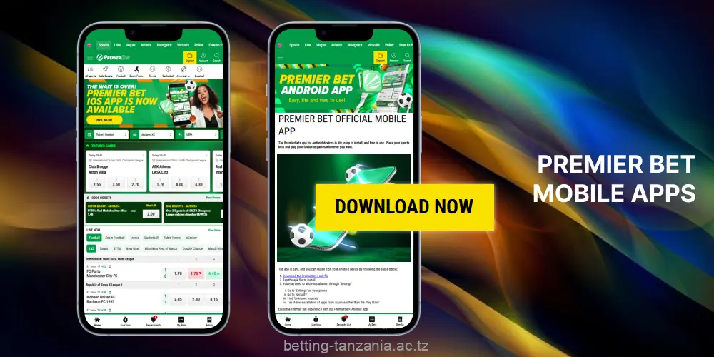 Premier Bet services can be used not only on computers but also through free Android and iOS apps