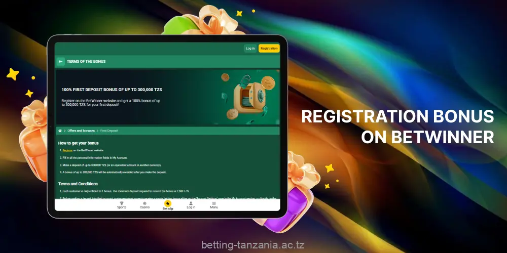 Tanzanian players can get a 100% first-deposit bonus when they register with Betwinner