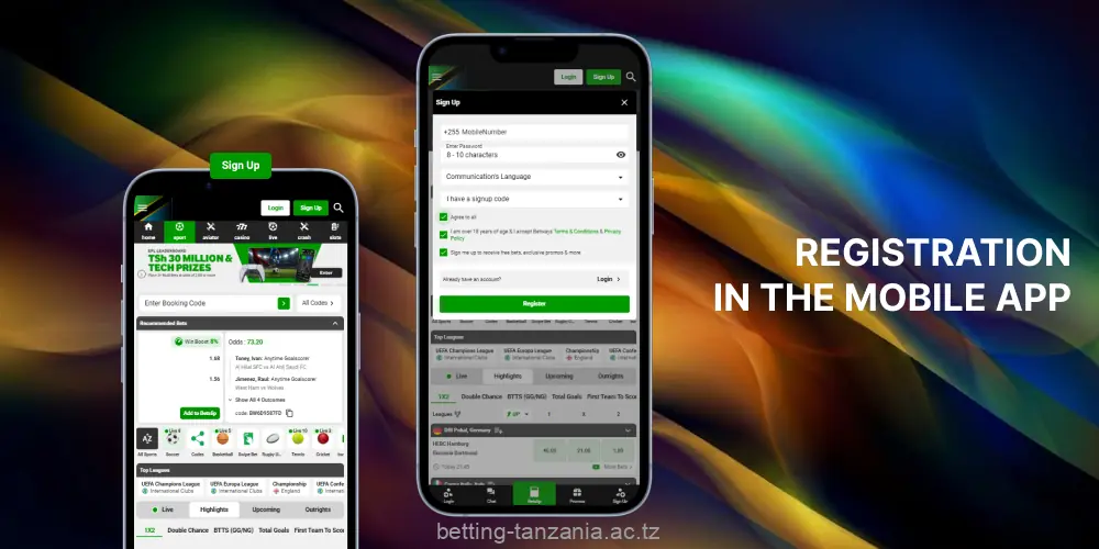 Players from Tanzania can create an account directly in the Betway app