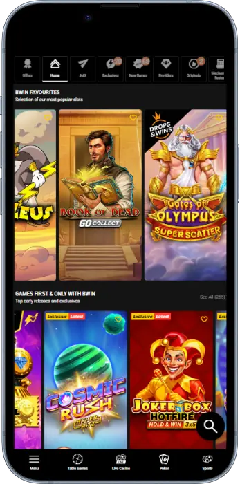 Casino games on the Bwin Tanzania app