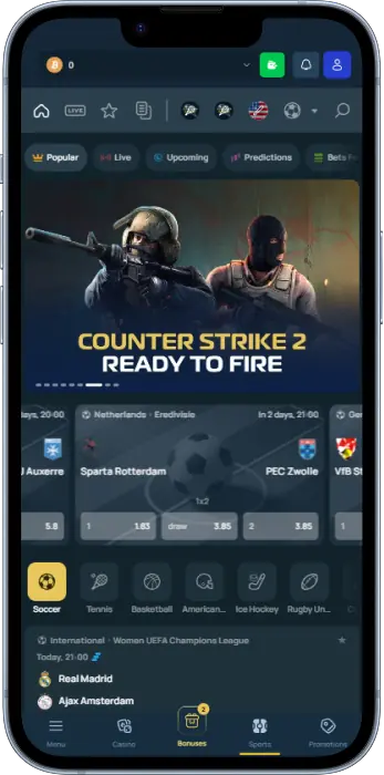 Players from Tanzania can bet on sports on the Fortunejack app