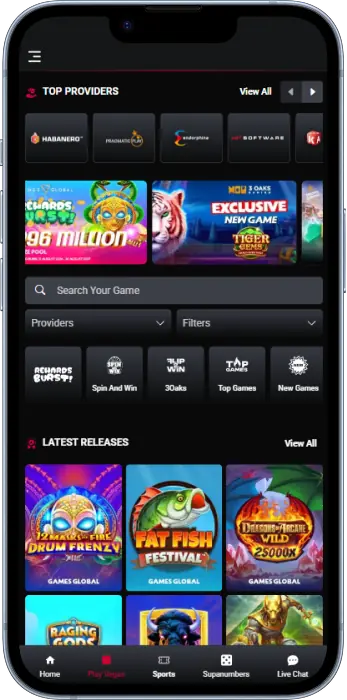 Casino games in the Supabets Tanzania app