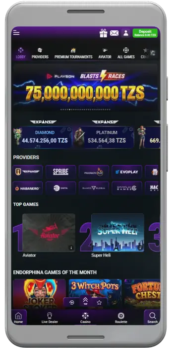 Casino games in the Meridianbet Tanzania app