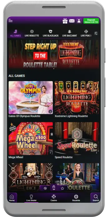 Players from Tanzania can play live dealer casino games on the Meridianbet app