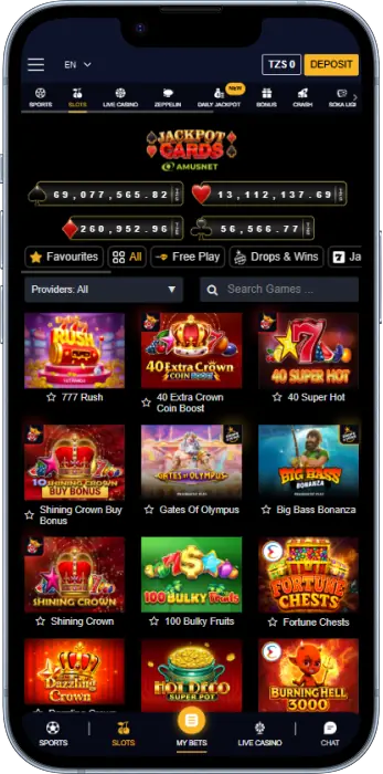 The Sokabet app offers casino games from popular providers