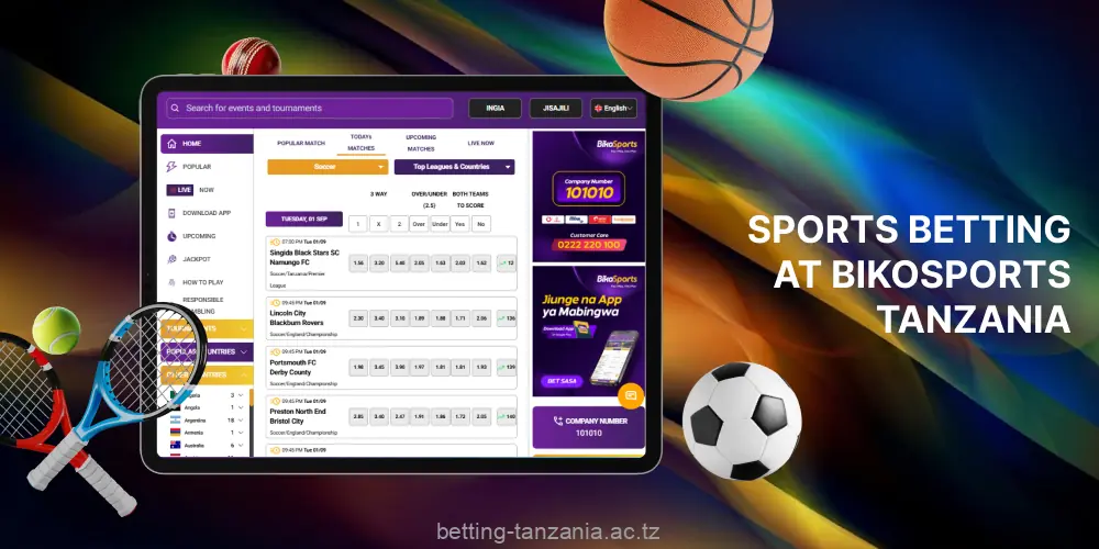 The BikoSports site offers Tanzanian bettors a variety of betting options on popular sports matches