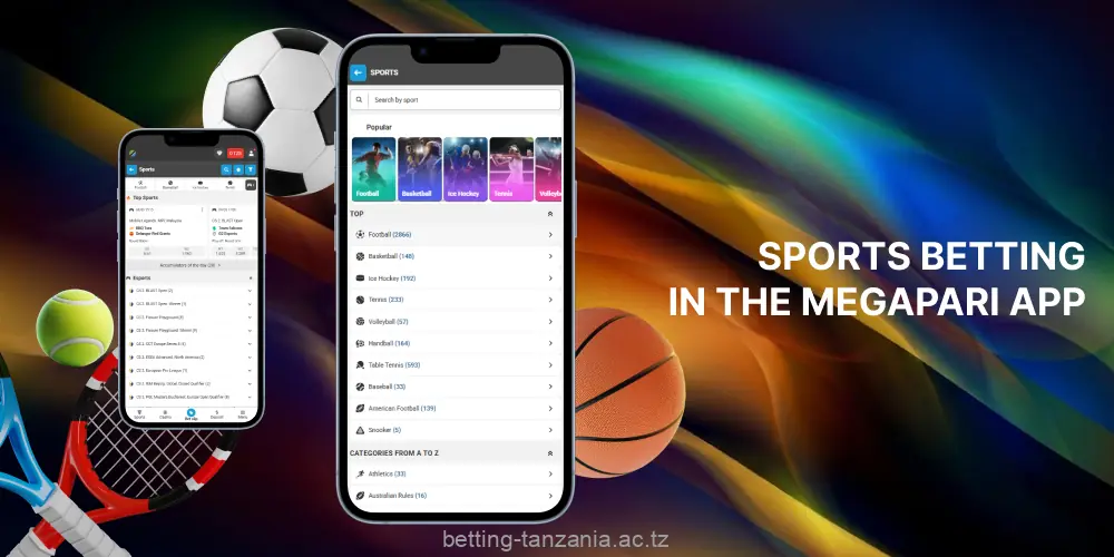 The Megapari app offers many sports to bet on and allows users from Tanzania to bet on events in real time