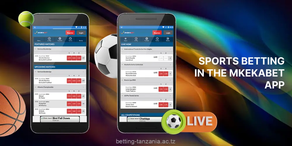 MkekaBet app offers various sports betting disciplines in Tanzania